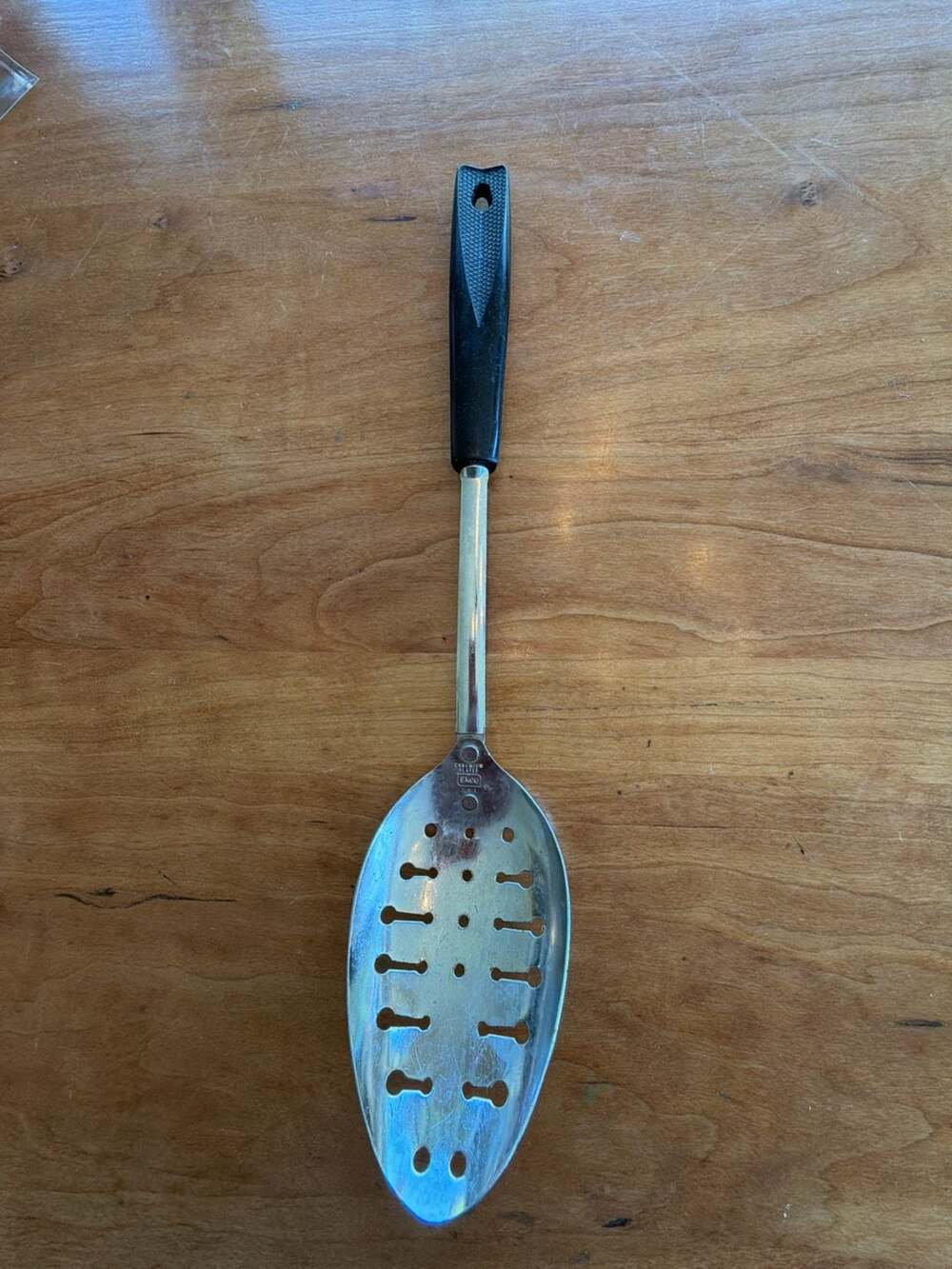 Vintage Ekco Chromium Plated Slotted Serving Spoon